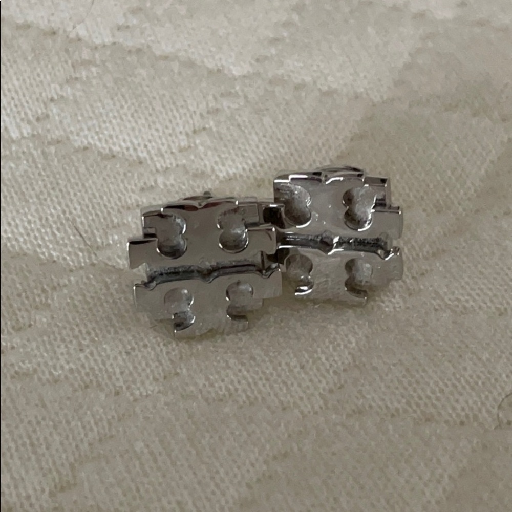 Tory Burch silver logo earrings